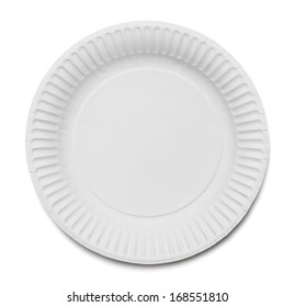 White Paper Plate Isolated on White Background.