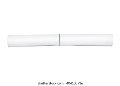 White Paper Rolled Into A Roll Isolated On White