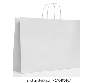 White Paper Shopping Bag Isolated.