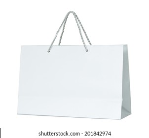 White paper shopping bag isolated on white with clipping path