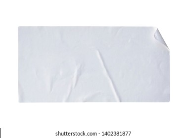 white paper sticker label isolated on white background