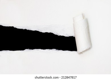 White Paper Torn Off On Black Background