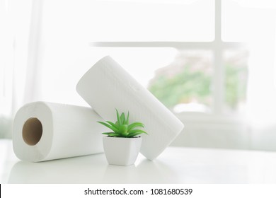 White Paper Towel On A White Table