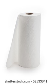 White Paper Towel Roll With White Background