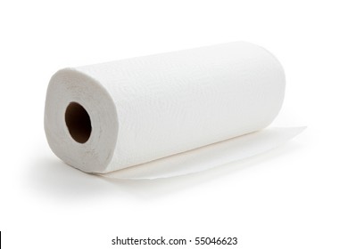 White Paper Towel Roll With White Background