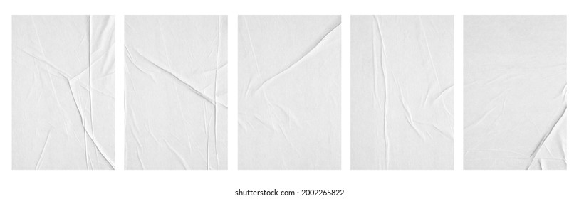 White Paper Wrinkled Poster Template ,blank Glued Creased Paper Sheet Mockup.white Poster Mockup On Wall. Empty Paper Mockup.