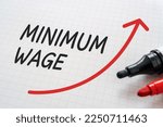 White paper written "MINIMUM WAGE" with markers.
