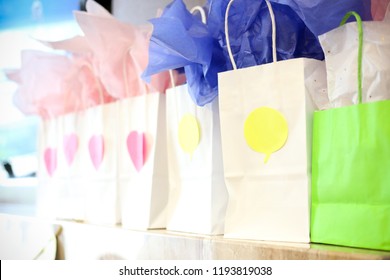 White Party Loot Grab Gift Bags for Kids with Tissue Paper Stuffing - Shutterstock ID 1193819038