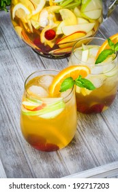 White Peach And Berry Sangria In A Glass