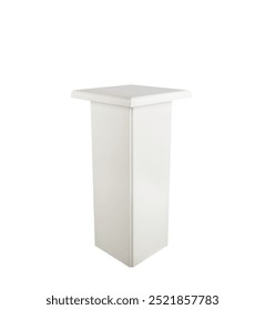 White pedestal column on a white background isolated