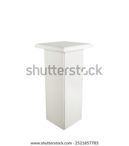 White pedestal column on a white background isolated