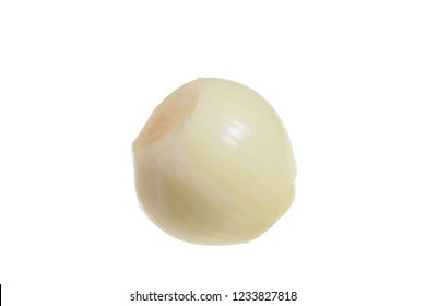White peeled onion isolated on white background