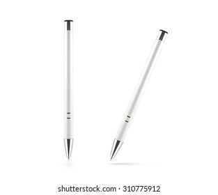 White pen mockup isolated on a white background. Blank mock up corporate busines identity presentation. Drawing and writing. 