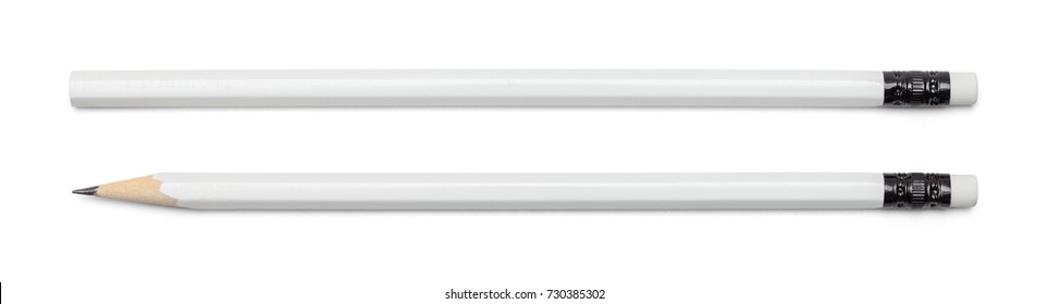 White Pencil with Copy Space Isolated on a White Background.