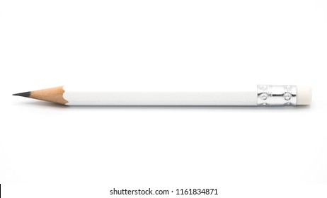 White Pencil Isolated On White Background.