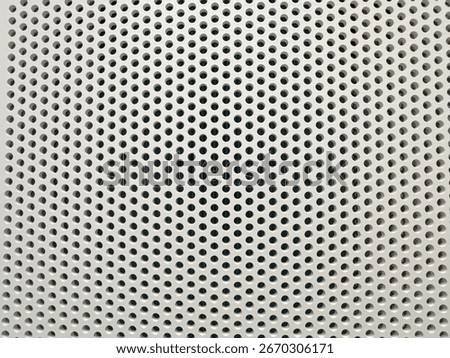 White Perforated Plastic Grid Texture with Round Holes for Abstract Modern Background
