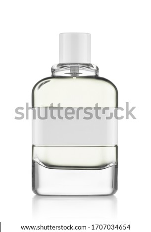 White perfume bottle on a white background