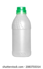 White Pesticide Bottle With Green Cap On White Background