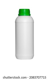 White Pesticide Bottle With Green Cap With White Background