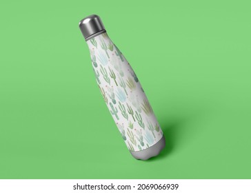 white photo tumbler with beautiful little cactus design and light green background