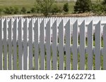 White picket fence around yard on a rural farm