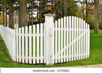 White Picket Fence With A Gate
