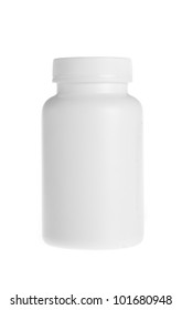 White Pill Bottle On White Background