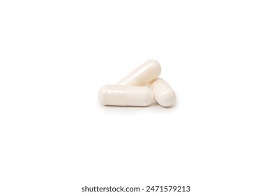 White pill capsule isolated on a white background.  - Powered by Shutterstock