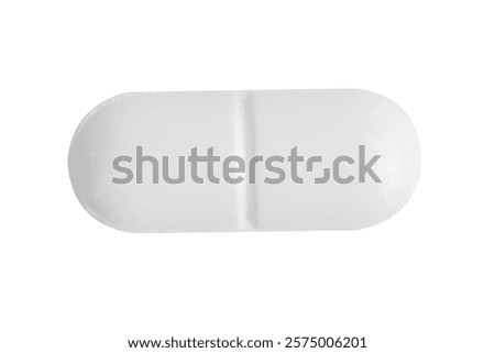 White pill isolated on white background.
