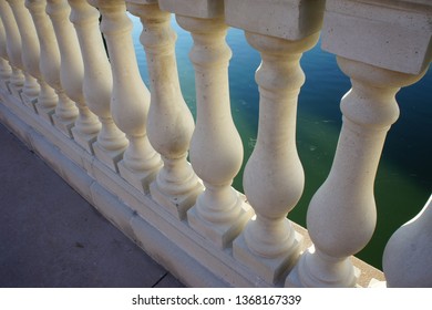 White Pillars Colorful Water  Bridge Symetry