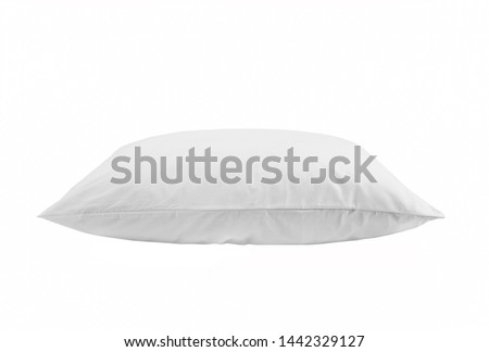 White pillow isolated, one pillow on a white background. Side view.