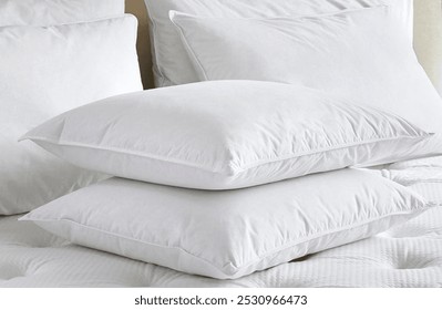 White pillows two white pillows on bed morning light on pillows 