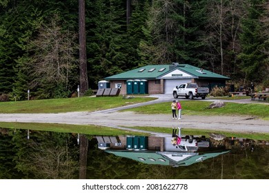 White Pine Beach(Sasamat Lake), Port Moody, BC Canada - November 26, 2021, Very Quiet Sasamat Lake Beach After Weeks Of Raining