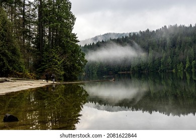 White Pine Beach(Sasamat Lake), Port Moody, BC Canada - November 26, 2021, Very Quiet Sasamat Lake Beach After Weeks Of Raining