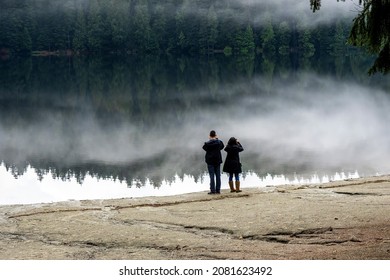 White Pine Beach(Sasamat Lake), Port Moody, BC Canada - November 26, 2021, Very Quiet Sasamat Lake Beach After Weeks Of Raining