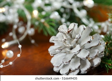 White Pine Cone With Christmas Decoration