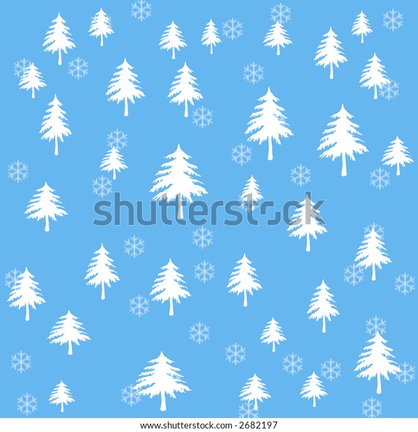 White Pine Trees Snowflakes Border On Stock Photo 2682197 | Shutterstock