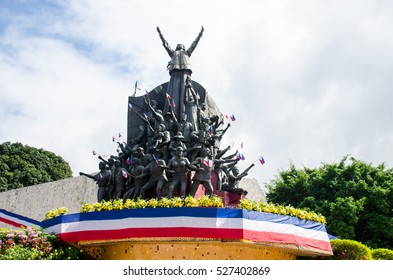 White Plains Ave, Quezon City, Metro Manila, Philippines - February 2016: EDSA People Power Monument