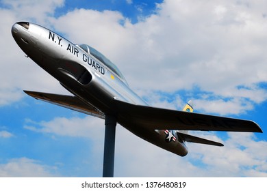 White Plains, NY, USA March 9 A Lockheed T33 Stands At The Entrance Of The Westchester County Airport Bear White Plains, , New York