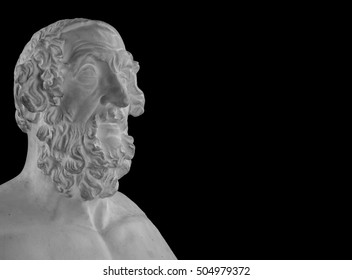 White Plaster Statue Of The Bust Of The Philosopher Homer