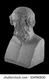 White Plaster Statue Of The Bust Of The Philosopher Homer