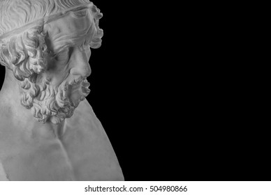 White Plaster Statue Of The Bust Of The Philosopher Homer