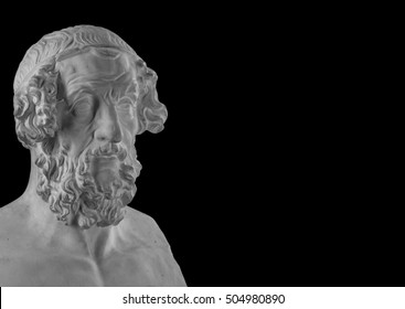 White plaster statue of the bust of the philosopher Homer - Powered by Shutterstock