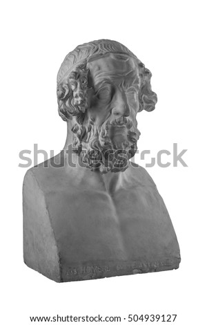 White plaster statue of the philosopher Homer