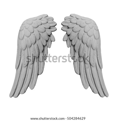 White plaster wings on isolated white background