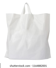 White Plastic Bag Shopping Isolated On White Background, Clipping Path