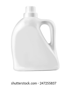 White Plastic Bottle For Liquid Laundry Detergent, Cleaning Agent, Bleach Or Fabric Softener.with Clipping Path