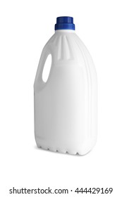 White plastic bottle for liquid laundry detergent or cleaning agent or bleach or fabric softener.With clipping path - Shutterstock ID 444429169