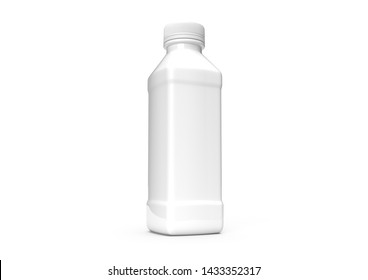 White Plastic Bottle Realistic Packaging Mockup. Dairy Products Milk, Drink Yogurt, Cream, Dessert, Fruit Juice Etc.