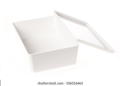 White Plastic Box Lid Emptyblink Container Stock Photo 336316463